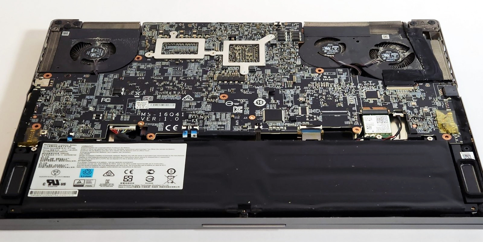 Internal Photo of MSI GS65, PS63, GF63, GF65, P65, MS-16W1, MS-16W2, MS-16R3, MS-16R4, red backlit US keyboard (MSI P65)
